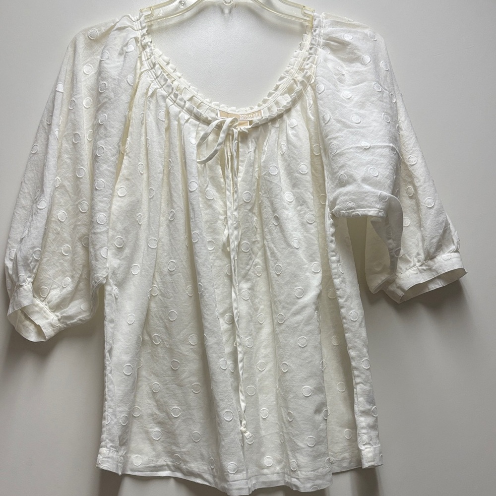 Michael Kors Cream Textured Blouse | Medium